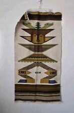 Vintage Hand Woven Wool Rug  Mexico Native Folk Art 47