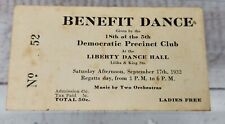 1932 Hawaii Democratic Party Precinct Club Liberty Benefit Dance Ticket Stub picture