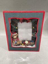 Vtg 3D Christmas Holiday Photo Frame Bear Tree Toys Presents Gifts 5” X 7” picture