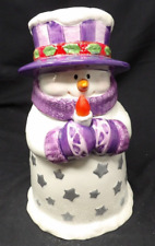 Houston Harvest Snowman Cookie Jar with Light-Up Flashing Candle 9 1/4