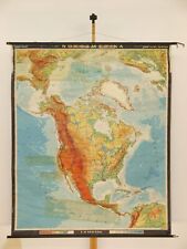 North America Physisch USA Canada Mexico 1962 Schulwandkarte Wall Map picture