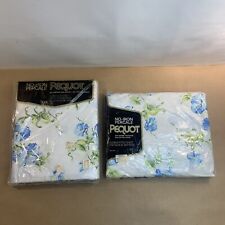 Vintage Pequot Bed Sheet Set Blue Flowers Double Full 2pc 54”x76” picture