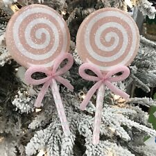 Pink,  White  Large Peppermint Lollipop Christmas tree Ornaments,   Shatterproof picture