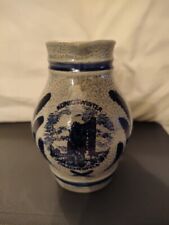 Vtg Stoneware Salt Glazed Pitcher Blue Made in W. Germany 5 3/4” Gerzit Staffel picture