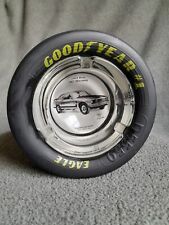 Vintage Goodyear Tire Ashtray FORD MUSTANG Glass on Rubber Man Cave Collector picture