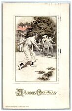1913 Christmas Boys Playing Sports John Winsch Cincinnati Ohio OH Postcard picture
