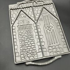 Vintage John Wright Cast Iron 2-Sided Victorian Gingerbread House Mold USA picture