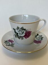 Jie Pai Porcelain Company Cup & Saucer Floral Roses Gold Detail picture
