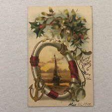 Christmas Postcard Post Card Vintage Embossed Antique 1919 picture