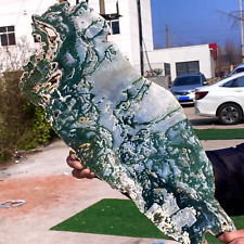 6.45LB Natural beautiful green moss Agate slab Crystal Rough stone specimens cur picture
