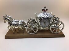 Vtg Gibraltar Precision Gold Tone Horse Carriage Cherubs Electric Mantel Clock picture