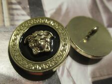 VERSACE  2 buttons  gold tone 22mm BLACK    THIS IS FOR 2 picture