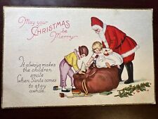 May Your Christmas Be Merry 1920’s Postcard Santa Sack Of Toys  picture