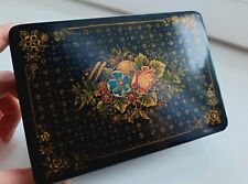 Mstera 1950's Russian Lacquer Box Vintage Bouquet Flowers Handmade Palekh picture