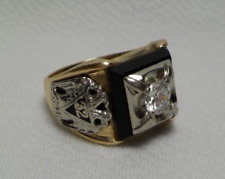 VINTAGE 10K SOLID GOLD 32ND DEGREE MASONIC DIAMOND RING picture