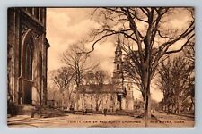 New Haven CT-Connecticut, Trinity, Center And North Churches, Vintage Postcard picture
