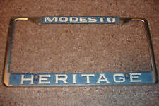 Modesto Ca Heritage Dealer Embossed Holder Metal Tag License Plate Frame picture