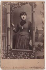 C. 1890s CABINET CARD CHALMERS GORGEOUS YOUNG LADY IN WINDOW SILL DALLAS TEXAS picture