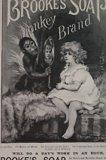 Brooke's Soap MONKEY SHOWS GIRL REFLECTION Christmas Advertising Ad 1891  Matted picture