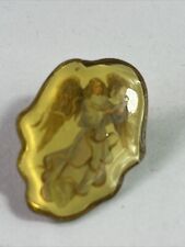 Lapel Pin Victorian Angel Acrylic Bubble Metal Vintage picture