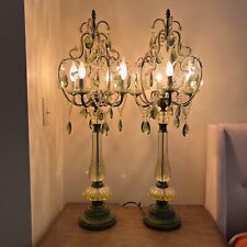 Grouping of (2) Vintage Antique Style Chandelier Acrylic Lucite Table Lamps picture