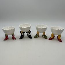 Set Of 4 Department Dept 56 Easter Egg Cups Chicken Legs Heels Boots Shoes Fun picture