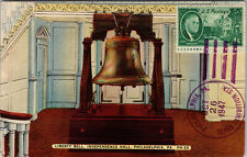 Postcard Philadelphia Pa. Liberty Bell Independence Hall Linen Card 1947 picture
