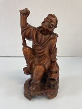 Vtg Asian Chinese Boxwood Figure Statue Wood Carving Hand Carved picture