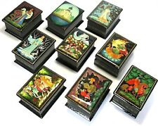 Miniature Handmade Russian Lacquer Keepsake Jewelry Box Trinket Fairy Tale Box picture
