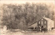 RPPC Postcard Young Men in Horse Drawn Buckboard Wagon Farm House Saw Mill 12587 picture