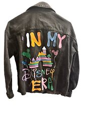 Custom Painted - Disney Black Jean Jacket “in My Disney Era “ Castle Wom XS picture