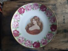ANTIQUE PORTRAIT PLATE With Roses Bavaria  Schumann Germany 11.5inch picture