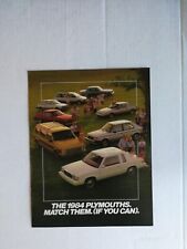 Vintage 1984 Plymouth Match Full Color Original Brochure 323 c picture