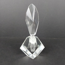 Vintage Hand Cut Art Deco Beveled Glass Crystal Perfume Bottle 6.5