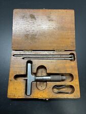 Vintage Lufkin Rule No. 513 Micrometer Depth Gage w/Wood Box Machinist Tool USA picture