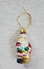 Vintage Santa Claus Ornament Holding Dack Toys Glitter Christmas Decor picture