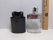 Vintage Glass Flask Silver Tone Black Case Shot Glass Lid 6