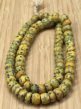 African Trade Beads Antique Venetian Fancy Yellow Floral Rondelles RARE picture
