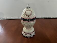 valentines Day Superb Vintage Sankyo Egg Shaped Music Box w Dove Works Great picture