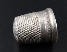 VTG/ANTIQUE Sterling Silver Thimble UNKNOWN MAKER Embossed Scalloped Fans SZ 10 picture