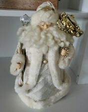 Vtg Beautiful Tree Topper, St Nick Father Xmas, Off White with Gold Accents 13