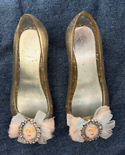 Disney Jelly CINDERELLA Shoes Clear With Glitter, Bow, Cameo Size 11-12 picture