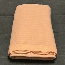 Vintage Satin Edge Blanket Pink Peach Made in USA 82 x 90 Queen Size picture