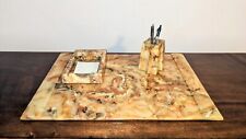 Desk Set 3 Piece Vintage Onyx Marble Fabulous Father's Day Gift Price Reduced  picture