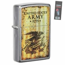 Zippo 49315 US Army 1775 Street Chrome Pocket Lighter + FLINT PACK picture