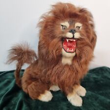 VTG LION Roar Glass Eyes Real Fur Leather Animal Retro Sculpture Figurine 8