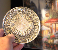 Rare Vintage Plate Engraved City Jerusalem Silver Plated 925 Gilt Beautiful 5