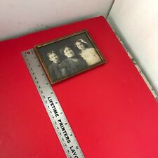 Vintage / Antique 1900's Mother & Kids Family Photograph w/ Solid Brass 6
