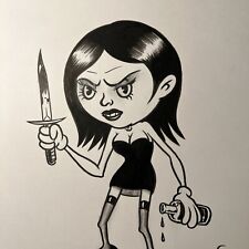 Sexy Goth Girl Femme Fatale Cartoon  Original Art drawing By Frank Forte picture