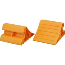 2 Pack Super Heavy Duty Yellow Color Wheel Chock, Rugged Plastic picture